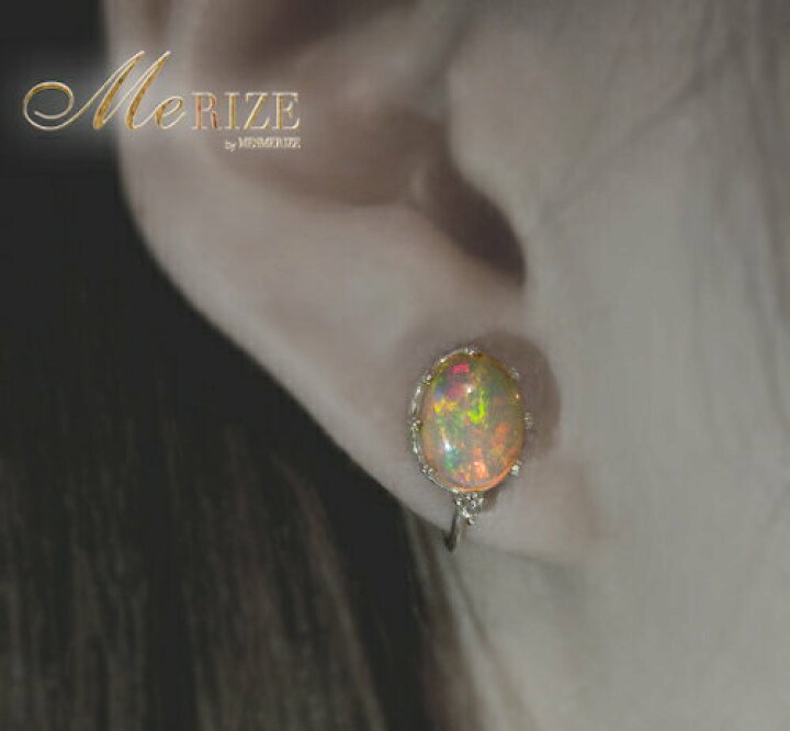 楽天市場】K18 天然 大粒 一粒 オパール 2.0ct ＆ ダイヤ イヤリング 
