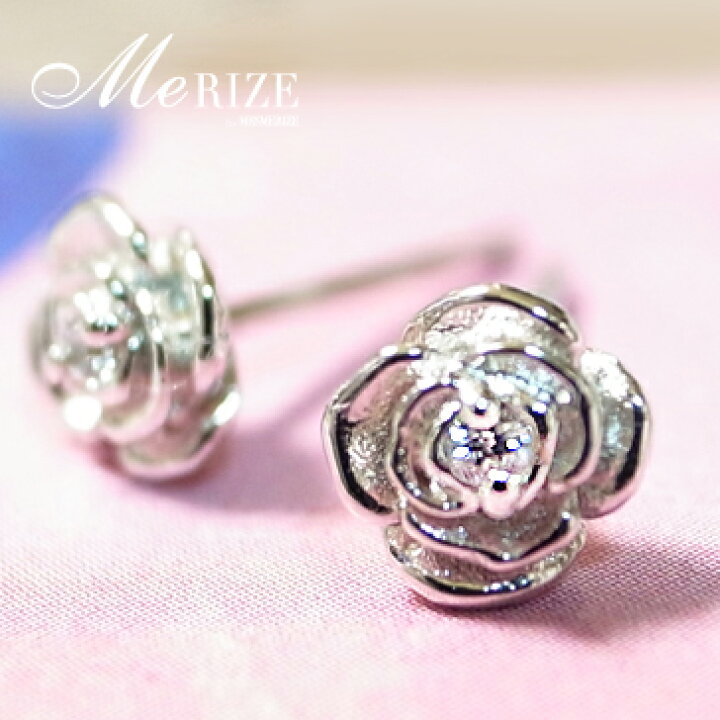 楽天市場】天然 一粒 ダイヤ 0.02ct ローズ ピアス ペア K18 K10 