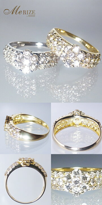 楽天市場】K18 天然 ダイヤ 1.0ct フラワー パヴェ リング ゴールド 