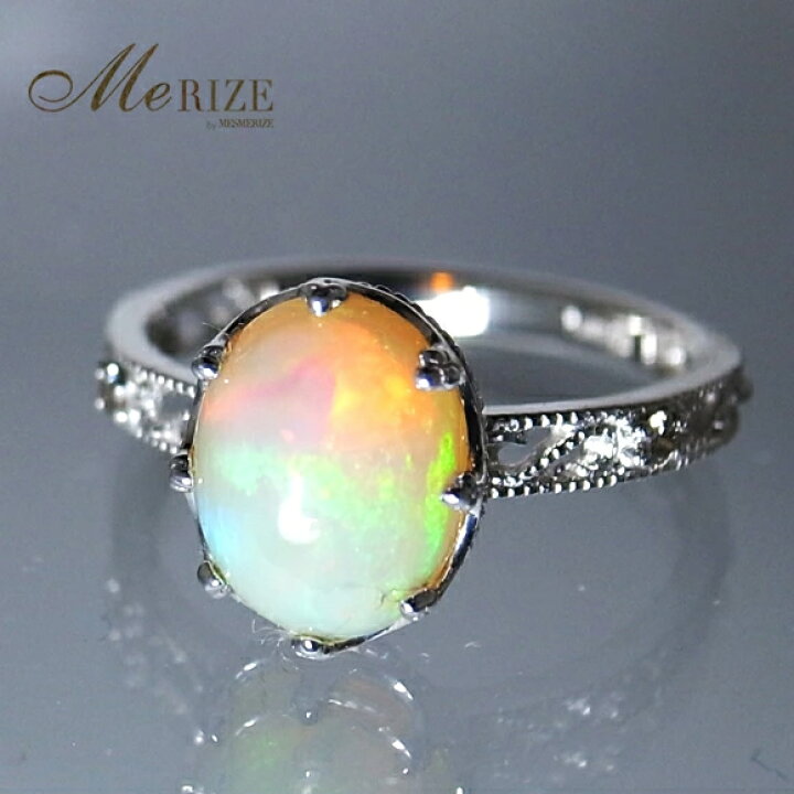 楽天市場】オパール 1.10ct 大粒 天然 一粒 ＆ ダイヤ リング プラチナ  