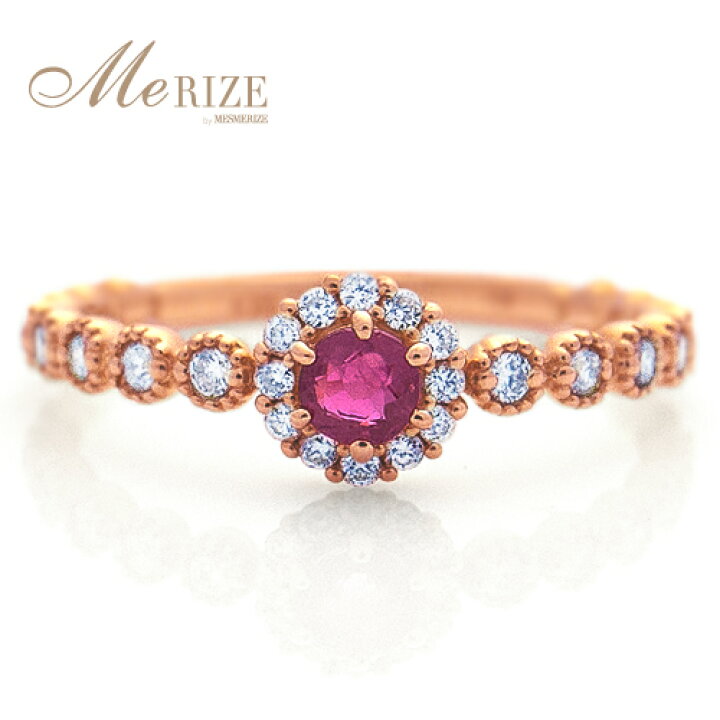 楽天市場】K18 大粒 天然 ルビー 0.15ct ＆ ダイヤ ゴールド フラワー  