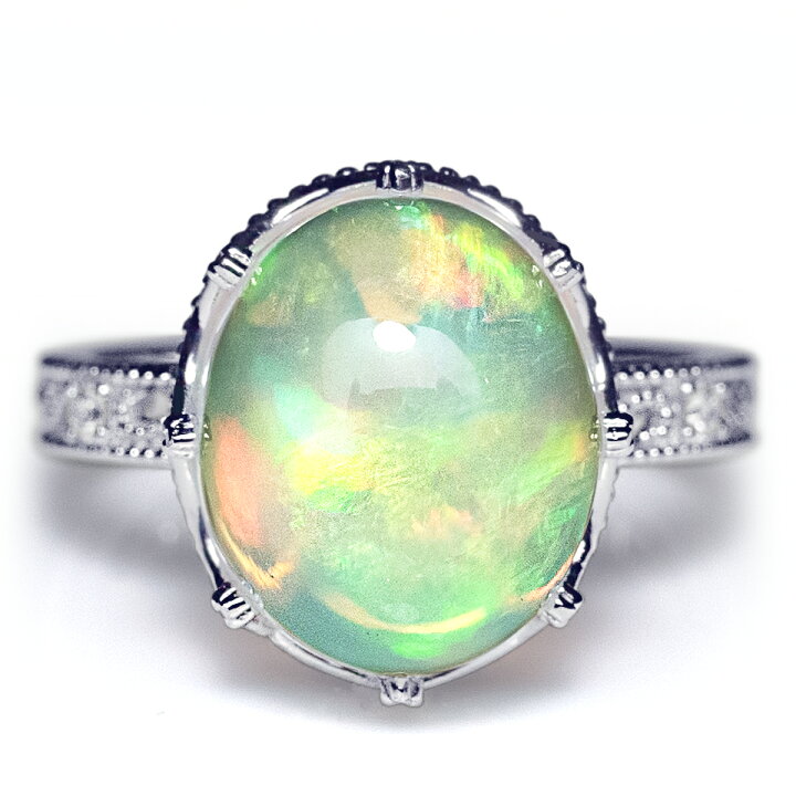 楽天市場】pt950 pt900 K18 大粒 天然 一粒 オパール 3.5ct ＆ ダイヤ 