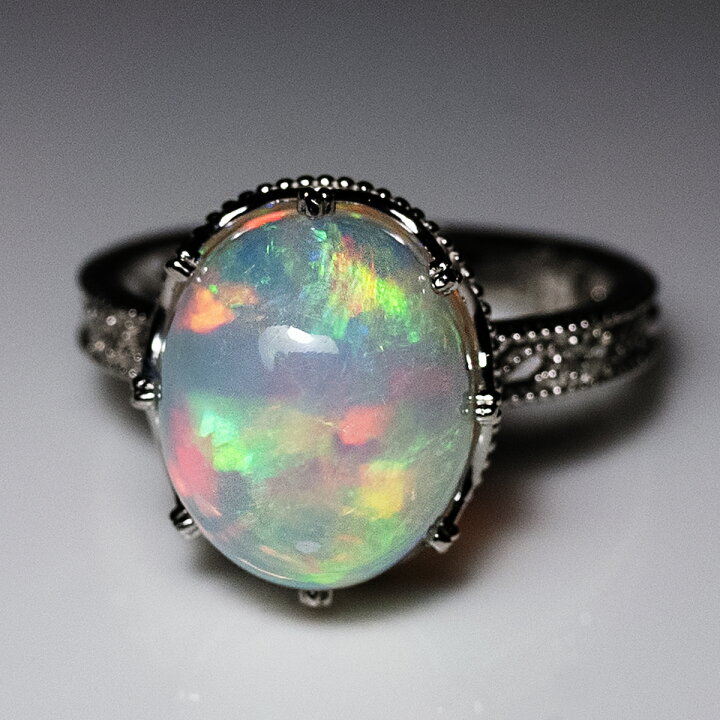 楽天市場】pt950 pt900 K18 大粒 天然 一粒 オパール 3.5ct ＆ ダイヤ  