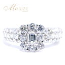 天然 ダイヤ 1.0ct パヴェ 花 フラワー リング 幅広 8mm プラチナ pt950 pt900 K18 ゴールド各色 広め 太め 指輪 ラウンド ＆ バケットカット コンビ ダイヤモンド 1カラット 18金 18K ホワイト イエロー ピンク YG WG PG エンゲージ 婚約 4月誕生石 ギフト 品質保証書付