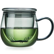 ポカロティー 耐熱ガラス マグカップ 500ml ガラス茶こし＆蓋付き 墨色 おしゃれ ティーカップ 保温対応 …