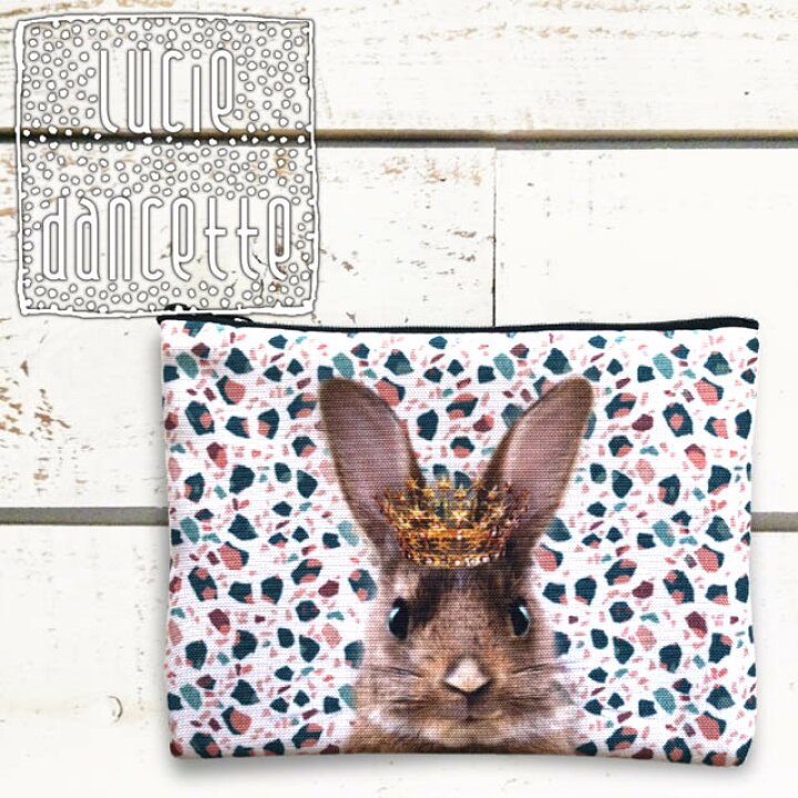 楽天市場 期間限定クーポン かわいい ウサギ ミニポーチ 動物 小物入れ レディース フラットポーチ 化粧ポーチ 大人 可愛い うさぎ 好き 女子 プレゼント グッズ フランス おしゃれ 雑貨 ブランド リュシー ダンセット Luciedancette 兎 柄 ラビット 兎年 干支 兎年