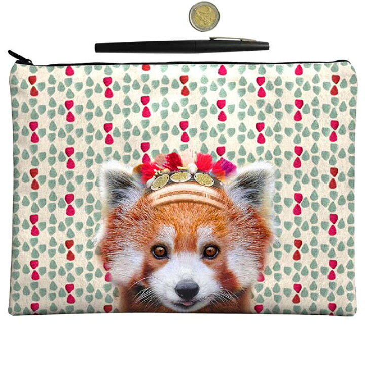 楽天市場 レッサーパンダ 大きめ アニマル ポーチ 幅28cm 高21cm フランス製 ブランド レッセリュシーフェール 動物 レディース 小物入れ 化粧ポーチ コスメポーチ トラベルポーチ フラットポーチ ポーチ かわいい おしゃれ 大人 可愛い 大人女子 ｍｅｓｓｅ