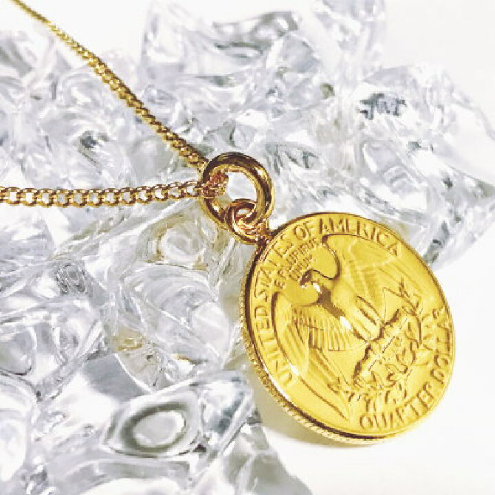 楽天市場】アメリカ 18金 18K コーティング 外国のコイン ネックレス 