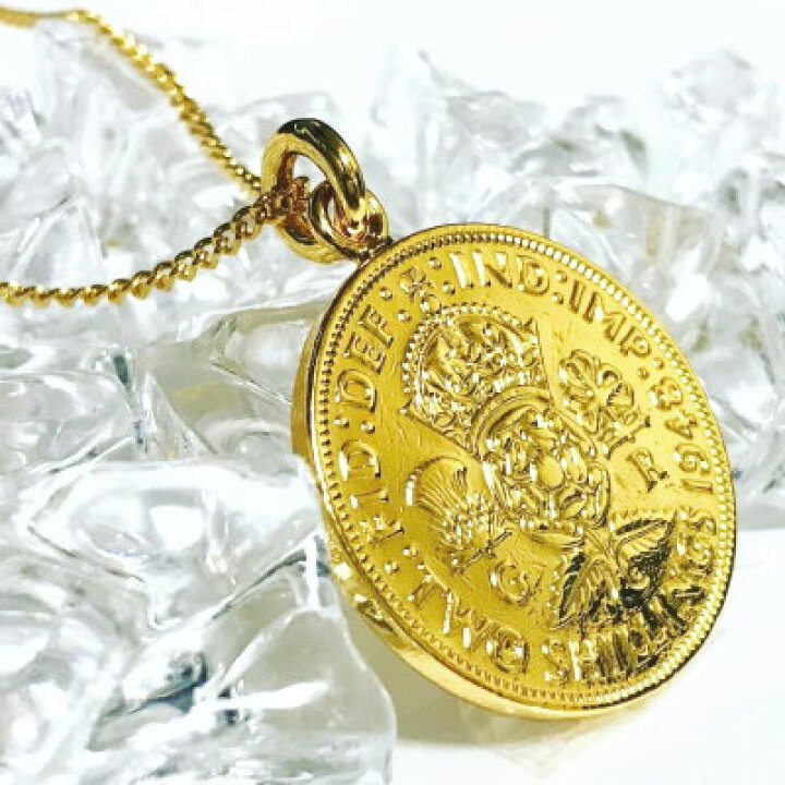 楽天市場】イギリス 18金 18K コーティング 外国のコイン ネックレス 