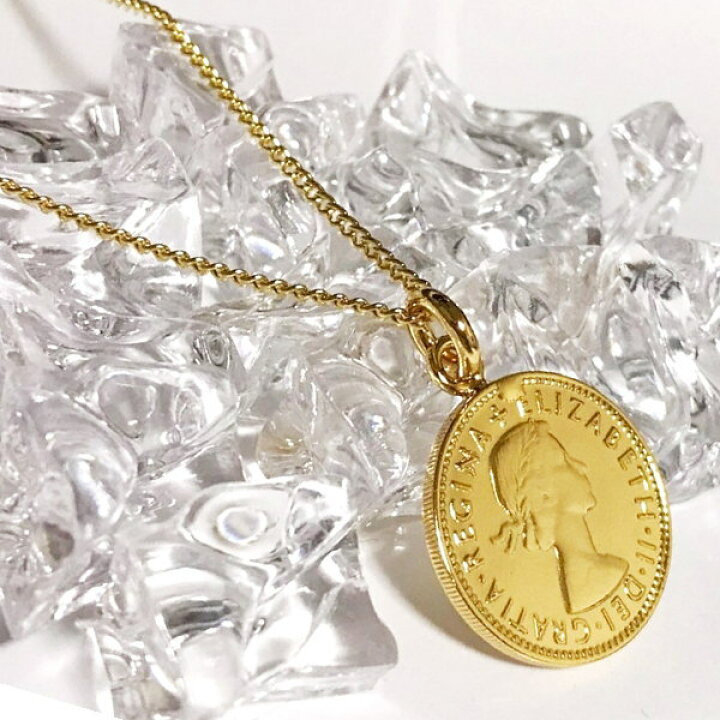 楽天市場】イギリス 18金 18K コーティング 外国のコイン ネックレス 