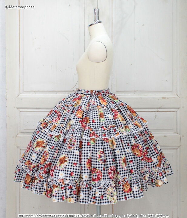 楽天市場】メタモルフォーゼ Gingham fruits tartティアードスカート  