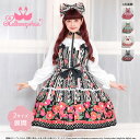 メタモルフォーゼ　おとめの恋つばきシャーリングジャンパースカート【2サイズ展開】【ロリータファッション ロリィタ…