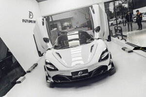 【FUTURE DESIGN 正規品】McLaren マクラーレン 720S フロント用リップスポイラー スプリッタ 3点セット本物Drycabon ドライカーボン エアロ カスタム
