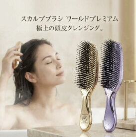 エスハートエス スカルプブラシ ワールドプレミアム ロング ゴールド 頭皮ブラシ シャンプーブラシ スカルプケア 572本先玉ピン 段差植毛 頭皮密着設計 ロングタイプ バス ブロー 頭皮クレンジング ヘッドスパ 男女兼用 ナイロンピン ABS樹脂