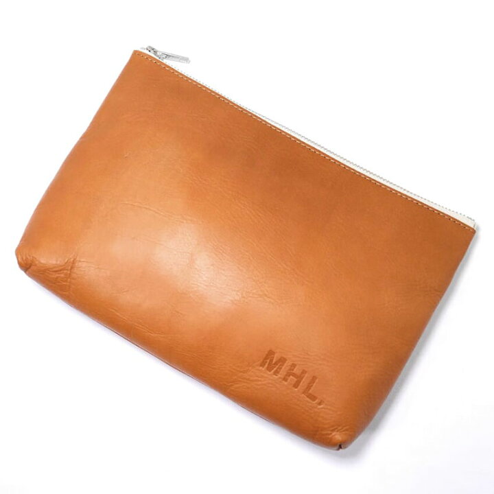 楽天市場】【新品】MHL. レザー クラッチバッグ ポーチ 茶 ブラウン 本 