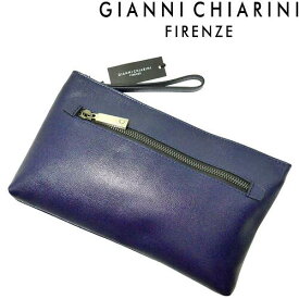 【未使用】【イタリア製】　GIANNI CHIARINI クラッチバッグ 紺 ネイビー サフィアーノレザー ジャンニキャリーニ