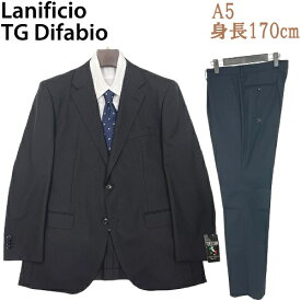 【未使用◆Lanificio T.G. di Fabio】大手百貨店取扱 ラニフィーチョ ファビオ スーツ 黒 A5 身長170cm 背抜き 3シーズン 春夏秋 4