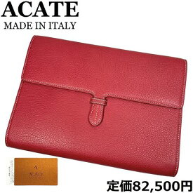 【未使用◆定価82,500円】ACATE アカーテ クラッチバッグ シボ革 赤 レッド ナチュラル シュリンクレザー