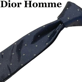【イタリア製】Dior Homme ディオールオム ナロータイ 小紋柄 ダークネイビー シルバー 濃紺 銀 ネクタイ