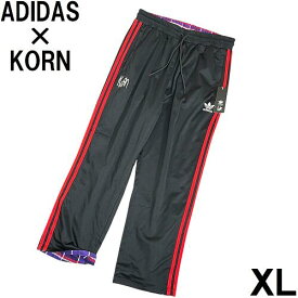 【新品・訳あり】ADIDAS × KORN REVERSILBE TRACKSUIT PANTアディダス × コーン リバーシブル トラックパンツThree Stripes　スリーストライプXL ブラック レッド 黒 赤 紫 パープル チェック
