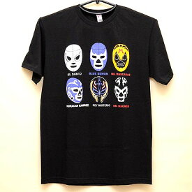 【プロレス マスク Tシャツ(L)：サント・ブルーデモン・ミルマスカラスと】メンズ 半袖 メキシコ マスクマン