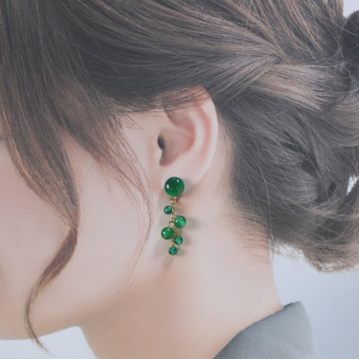 楽天市場】グリーンオニキス ピアス イヤリング プレゼント 可愛い 