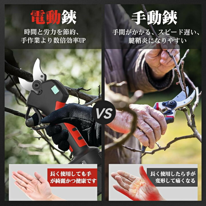 楽天市場】電動剪定バサミ 剪定バサミ 18V切断径40mmのコードレス充電  