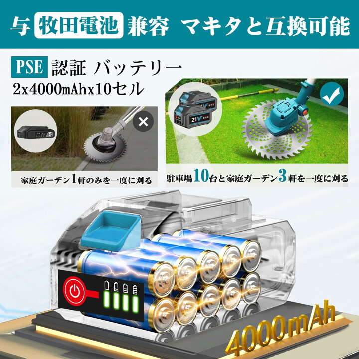 楽天市場】充電式草刈り機 21Vコードレス草刈機 刈刃径255mmと205mm 残 