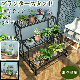 プランタースタンド ガーデンラック フラワースタンド?鉄製 ガーデンラック 屋外 園芸ラック 鉢植え スタンド 錆びない2段 3段横型花台 フラワーラック 屋外 内 ガーデン用品 おしゃれ 組立簡単 寝室ベランダ屋外室内 60cm 80cm