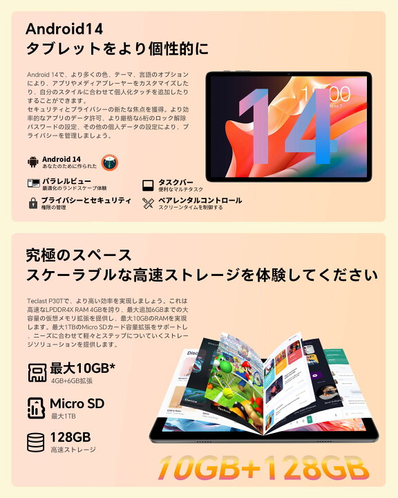 楽天市場】【2025新登場Android 14 タブレット】タブレット10インチwi 