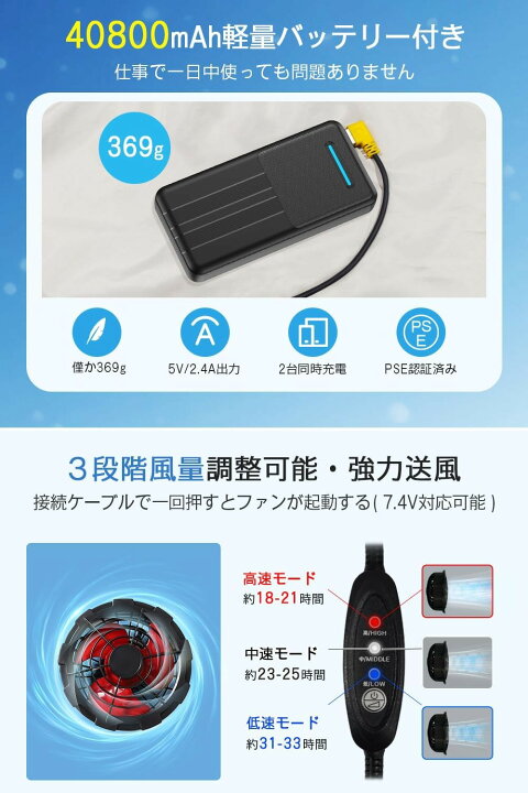 楽天市場】【2026暴風ファン & 40800mAh大容量バッテリー】 空調作業服 