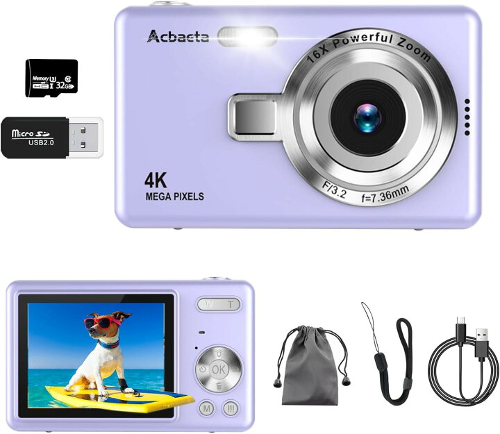 楽天市場】デジカメ 4K動画、5000万画素 デジタルカメラ 32GB Micro SD 