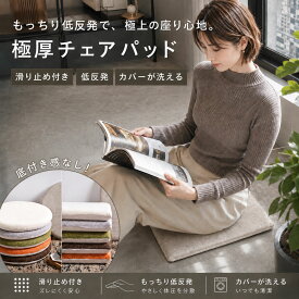 ＼累計10万枚突破★楽天1位／ チェアパッド 極厚 チェアパッドカバー 低反発 丸 40Rcm 四角 40cm 洗える チェアクッション おしゃれ クッション 椅子クッション 座布団 グリーン アイボリー オレンジ ベージュ ブラウン グレー グレー ブラック 33524