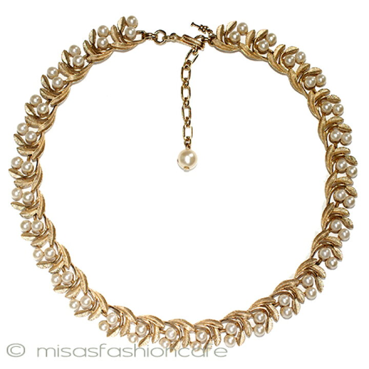 楽天市場】Trifari トリファリ パール 金葉ネックレス リーフ Vintage 