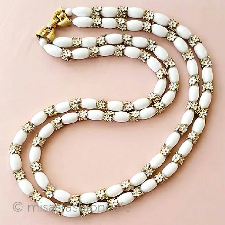 楽天市場】Trifari トリファリ ロングネックレス 2連 花 Vintage 