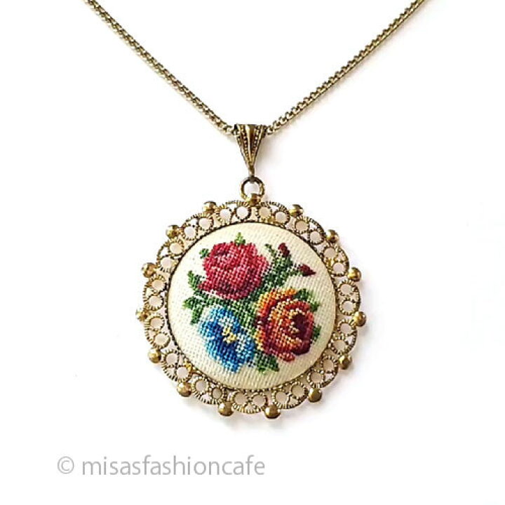 楽天市場】ヴィンテージジュエリー バラの花 プチポアン刺繍 