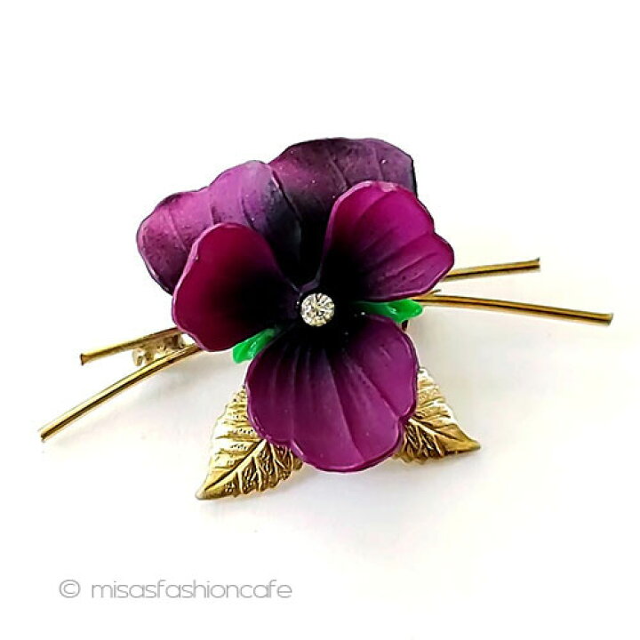 楽天市場】ヴィンテージアクセサリー パンジー すみれのお花ブローチ  
