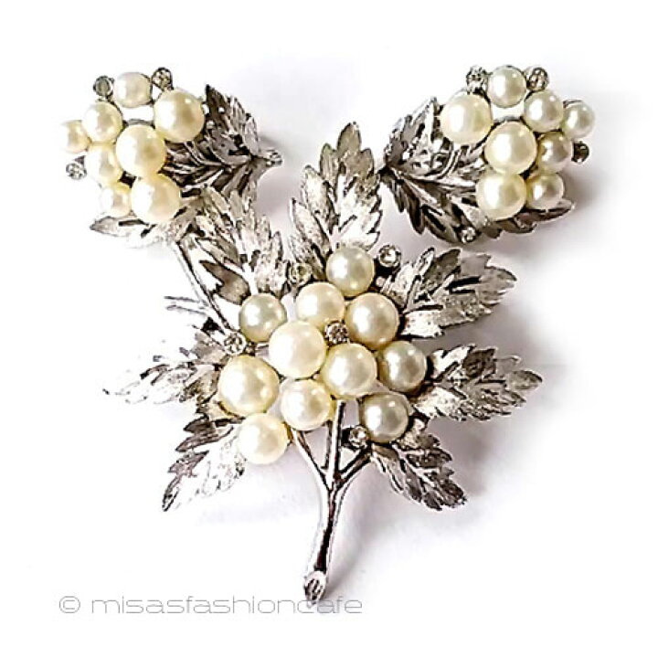 楽天市場】Trifari トリファリ ブローチ＆イヤリングセット 銀葉パール  