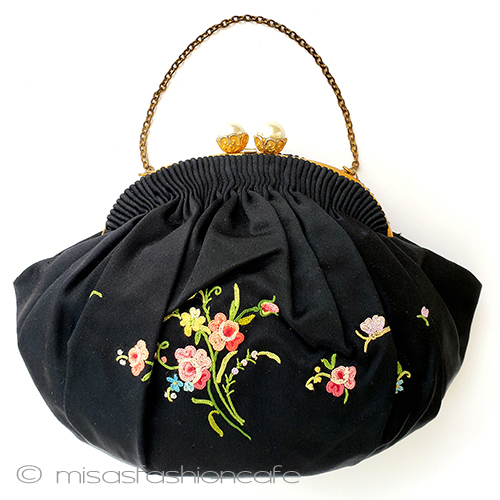 楽天市場】アンティークバッグ フランス製 お花刺繍とパール金具
