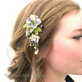 ヘアークリップ　ヘアアクセサリー フラワー　カリフォルニア製　お花 結婚式　二次会　パーティーにも　ブライダル　花嫁　ヘアクリップ