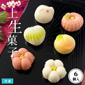 【送料無料※北海道・沖縄県・離島は除く】上生菓子 6個入 冷凍 季節の和菓子 練り切り 小豆あん入 練りきり 紅梅 白梅 松 鶴 桃 菊 デザート お茶うけ 和スイーツ 祝 正月