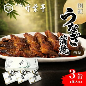 【送料無料】（3缶セット）大阪竹葉亭 国産 うなぎ蒲焼缶詰 180gx3個 常温 鰻1尾まるごと 鰻蒲焼 ウナギ缶詰 高級缶詰