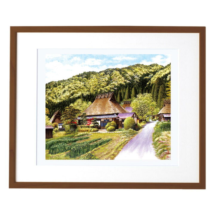 楽天市場】複製画 新品 額入り 障害者 アート 早春の民家 絵画 