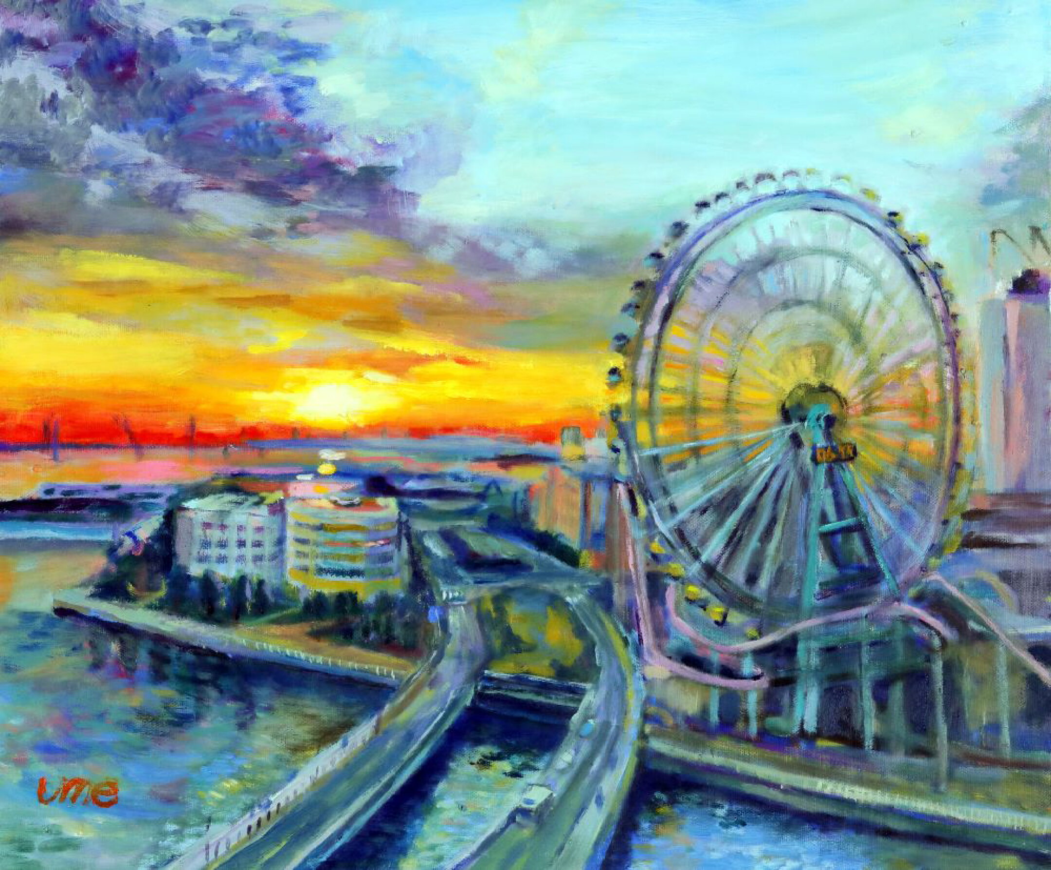 「午前6:58（横浜）」 油彩画 梅宮俊明