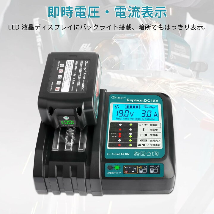 楽天市場】Waitley マキタ DC18RF 急速充電器 互換 ファン付き 液晶 