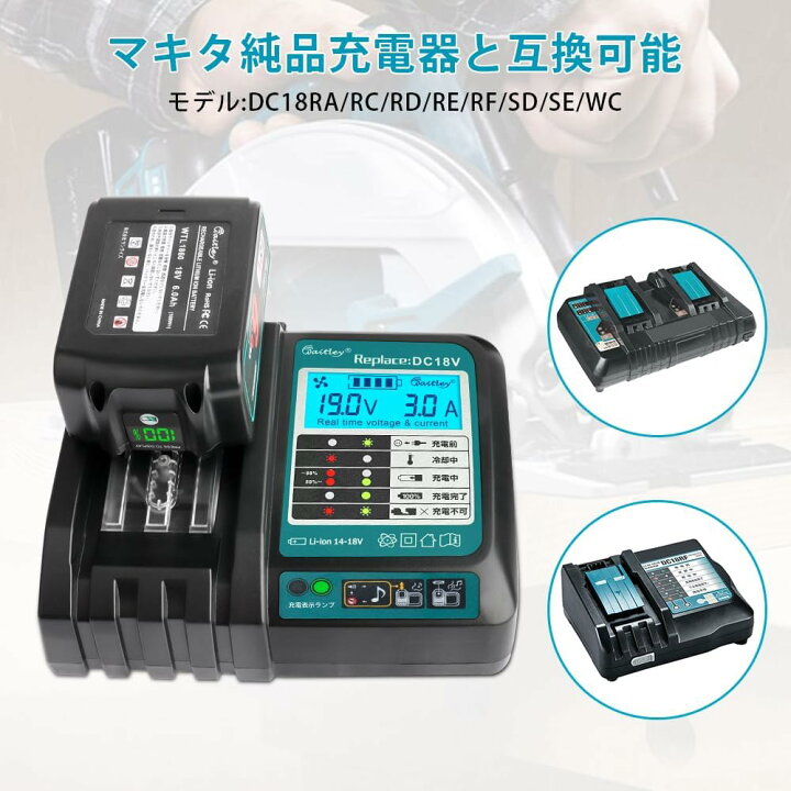 楽天市場】Waitley マキタ DC18RF 急速充電器 互換 ファン付き 液晶 
