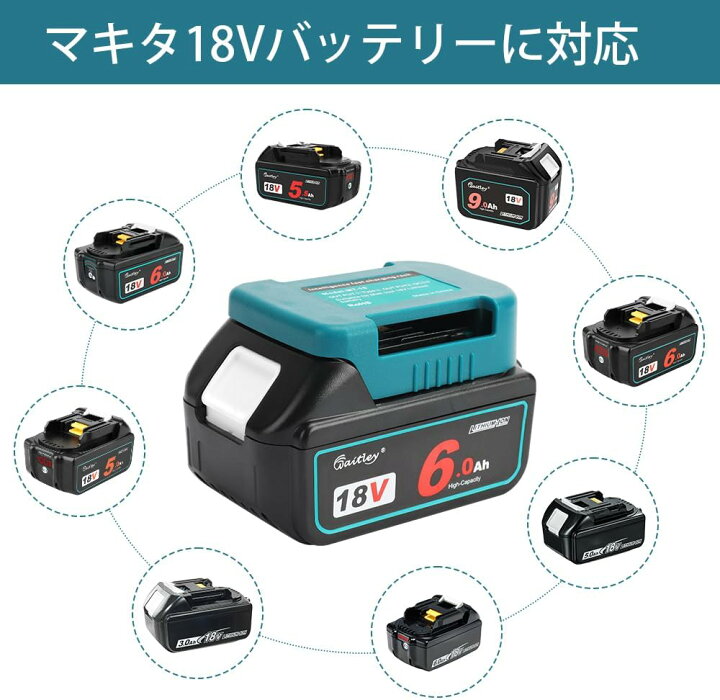 楽天市場】Waitley マキタ 18V バッテリー 対応2個セット USB充電 