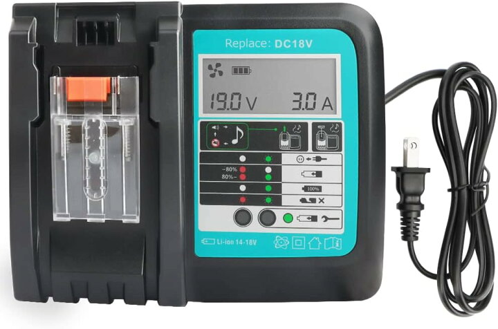 楽天市場】マキタ DC18RF 急速充電器 互換 ファン付き 液晶パネル付き 