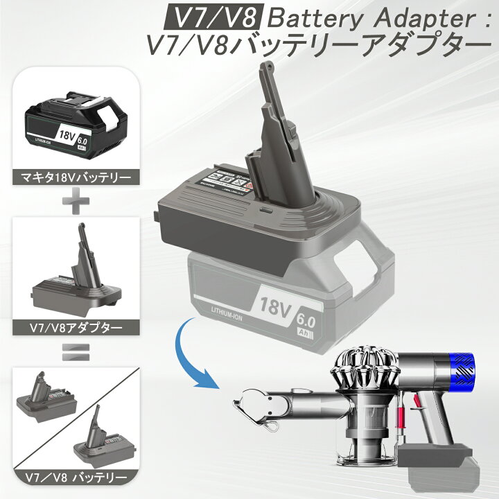 楽天市場】ダイソン マキタ 変換 V7 V8 アダプター マキタ 18V  