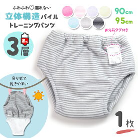【 3層 1枚 90 95 吊り式 】 トイレトレーニングパンツ トイトレパンツ キッズ ベビー トイレ トレーニングパンツ パンツ 男の子 女の子 トイトレ 子供 こども パイル ボーダー シンプル ピンク パープル イエロー マタニティ インナー 新生児 服 の店 magenta